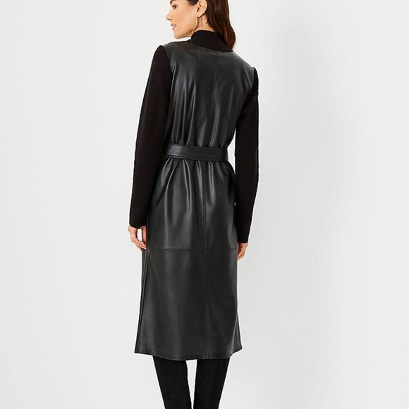 Ann Taylor Faux Leather Mixed Media Sweater Dress for Women New - Picture 2 of 3